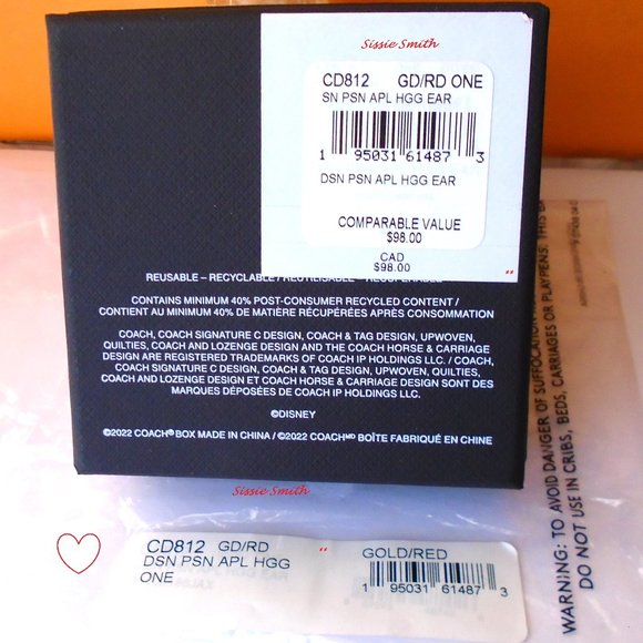 Disney X Coach Poison Apple Huggies Earrings - NWT - Picture 3 of 8